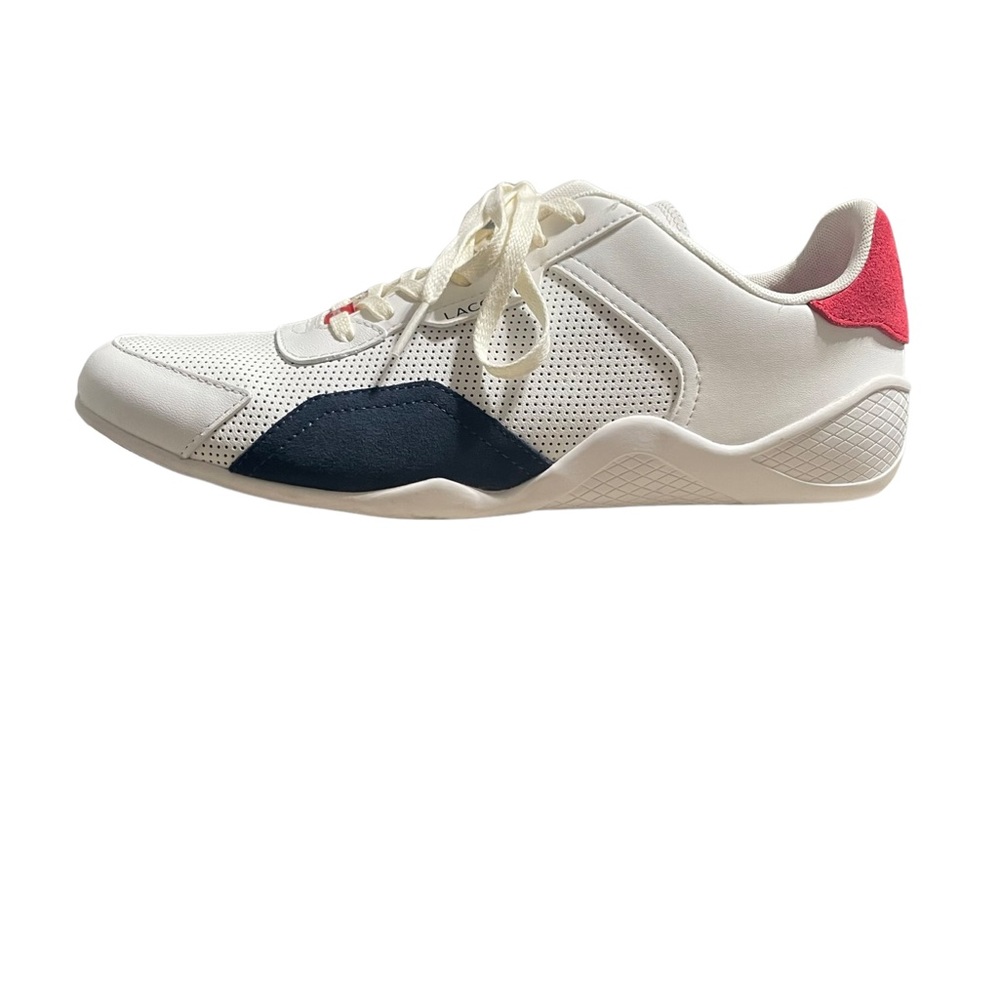 Lacoste Hapona 120 Leather/ Suede White,Navy,Red Size… Gem